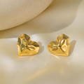 Hammered Gold Heart Stud Earrings