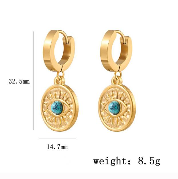 Evil Eye Gold Hoop Earrings
