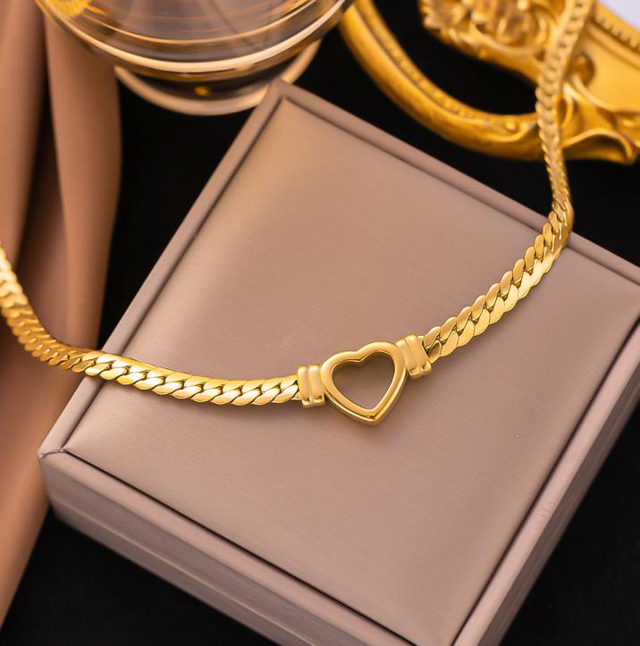 Dainty Gold Choker with Heart Charm