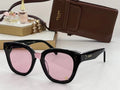 Black Cat-Eye Sunglasses with Pink Lenses