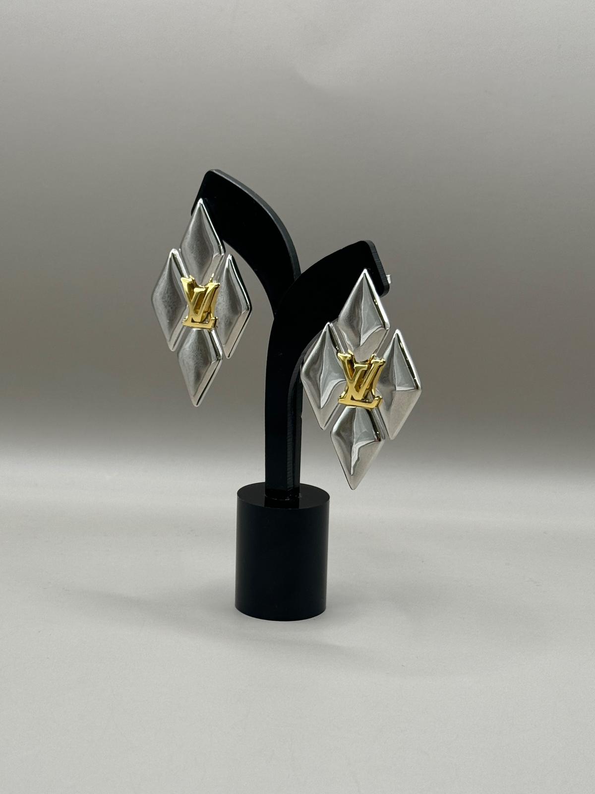 Geometric Silver & Gold Stud Earrings
