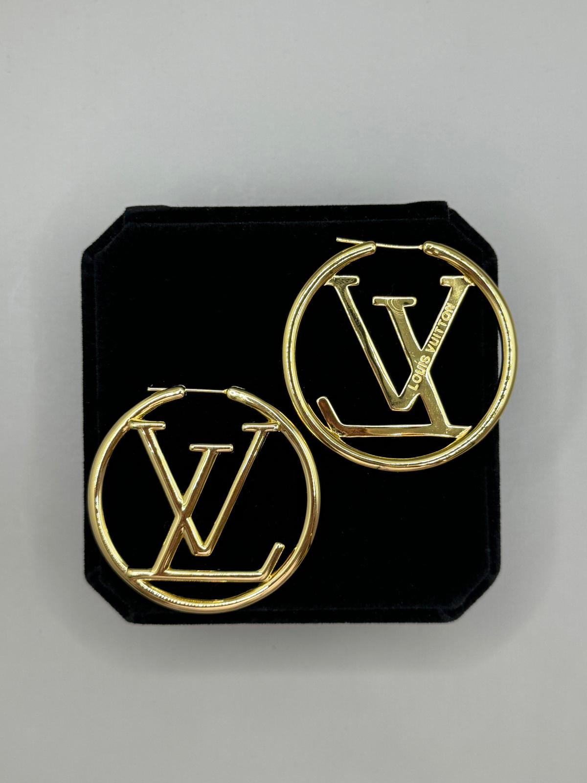 Gold Logo Circle Hoop Earrings