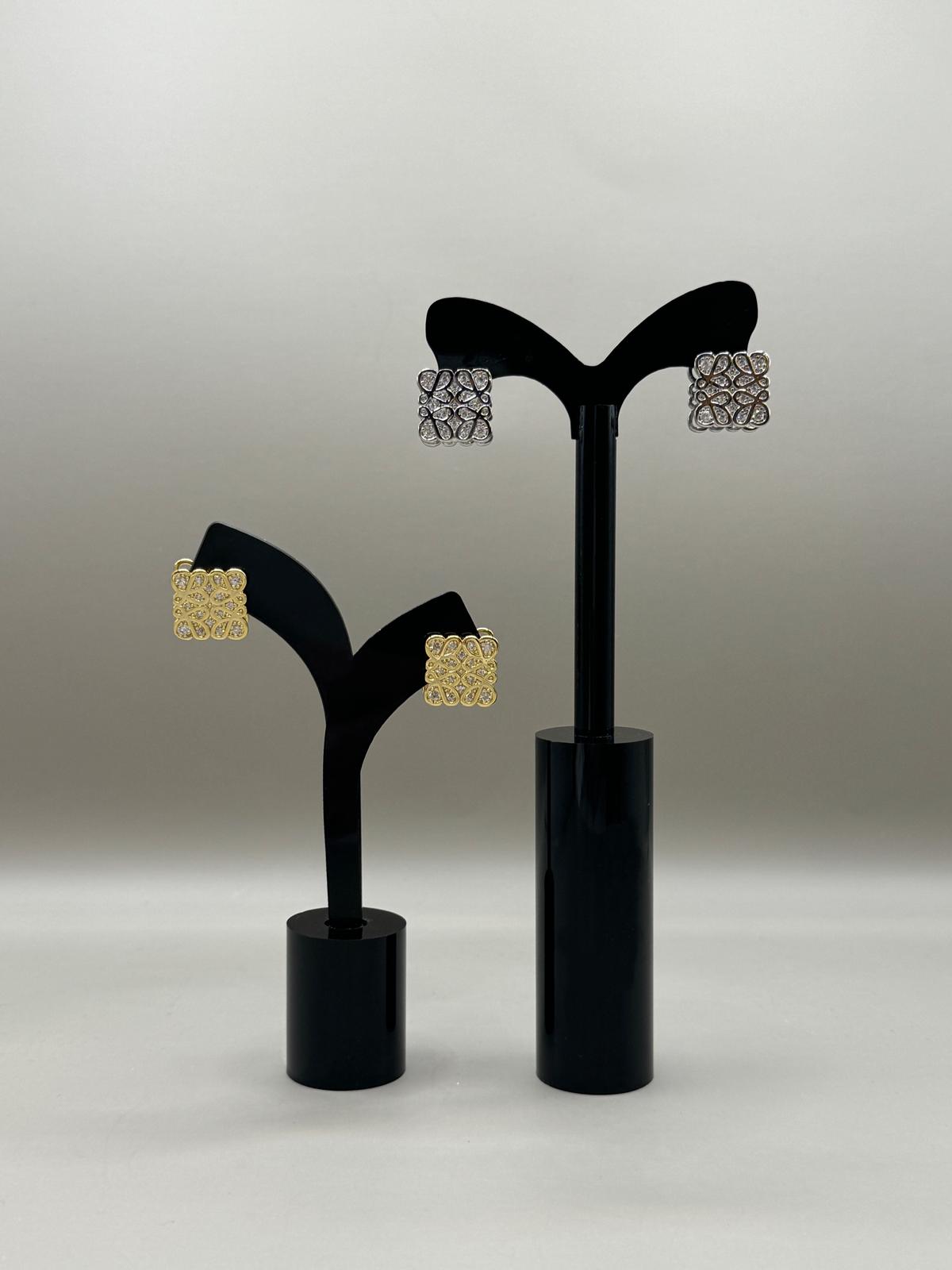 Interlaced Crystal Square Stud Earrings