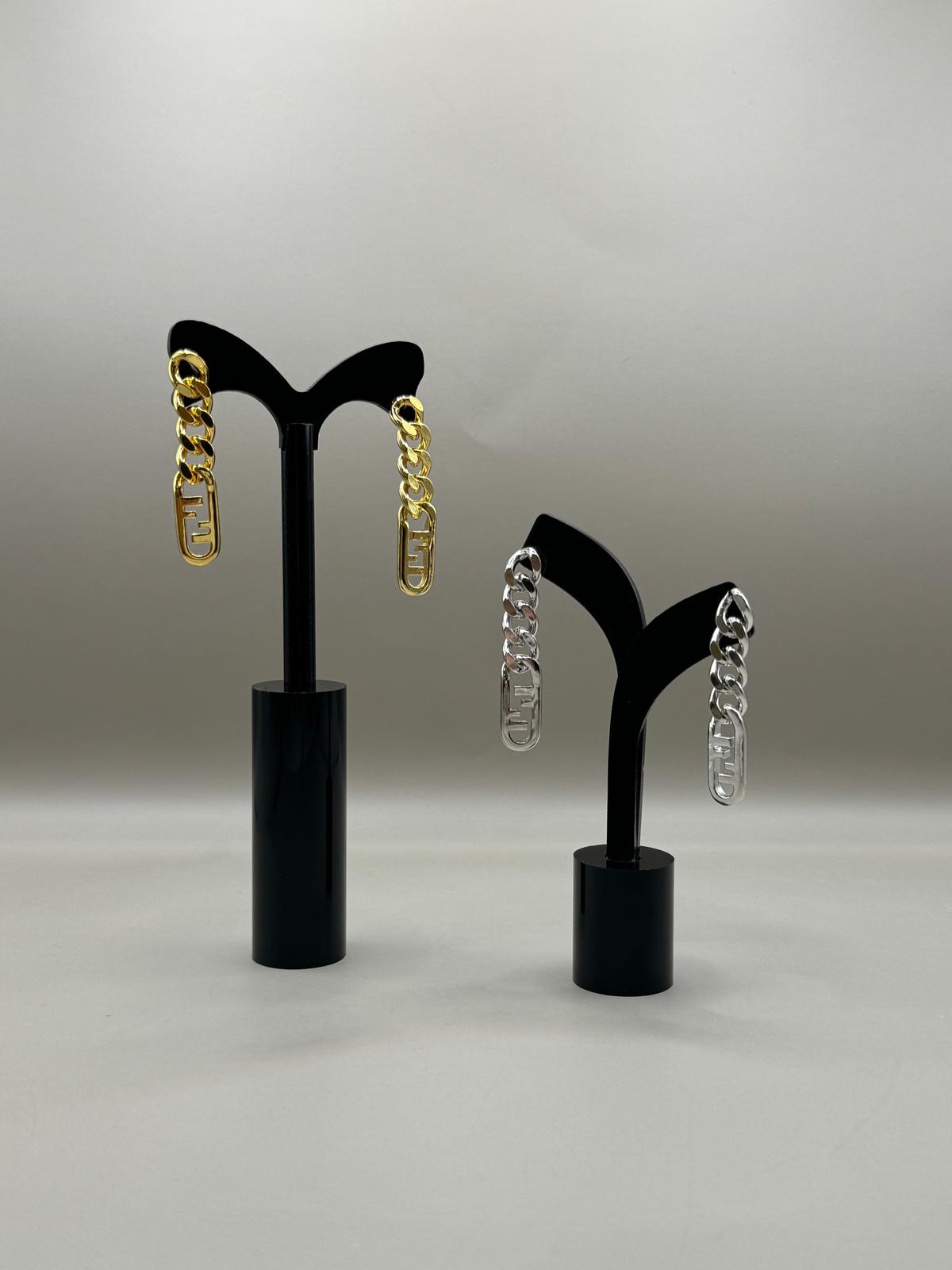 Chain Link Logo Drop Earrings