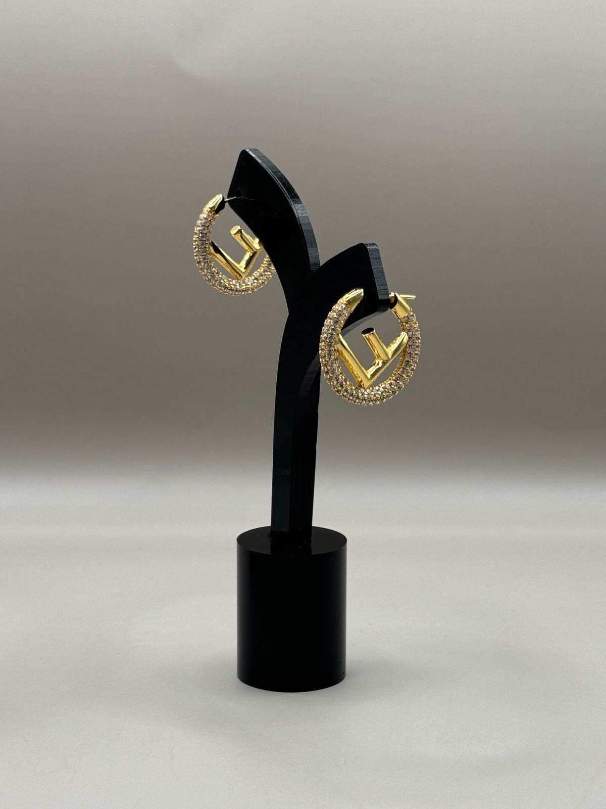 Crystal Logo Hoop Earrings