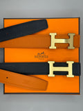 Hermès Reversible Leather Belt (Orange & Black)