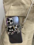 Pearl Phone Strap with Multi-Charm Crystal Holder