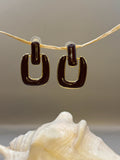 Amber Link Square Earrings