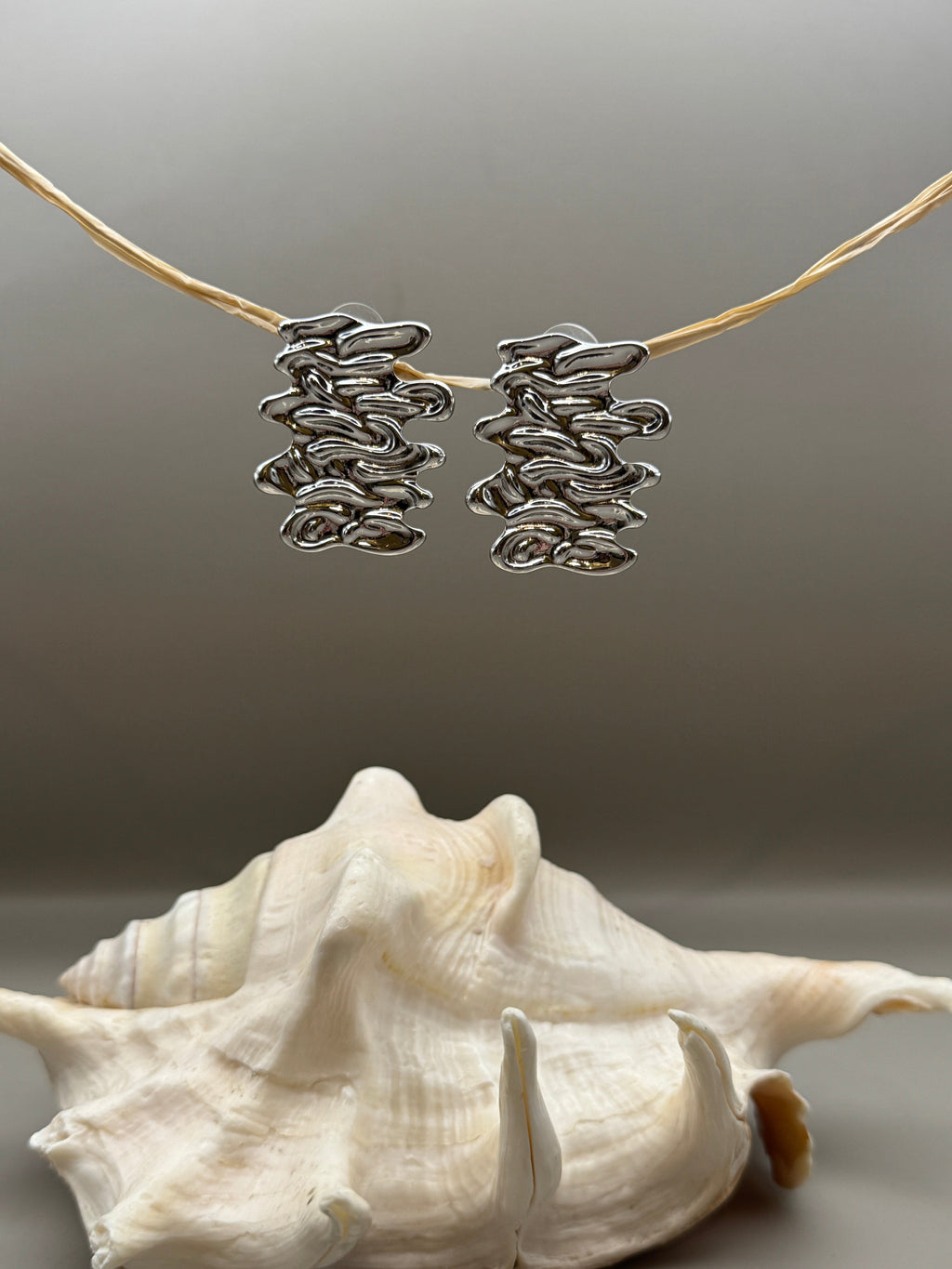 Liquid Silver Sculpted Stud Earrings