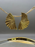 Golden Fan Sculpted Stud Earrings