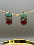 Emerald & Ruby Baroque Drop Earrings