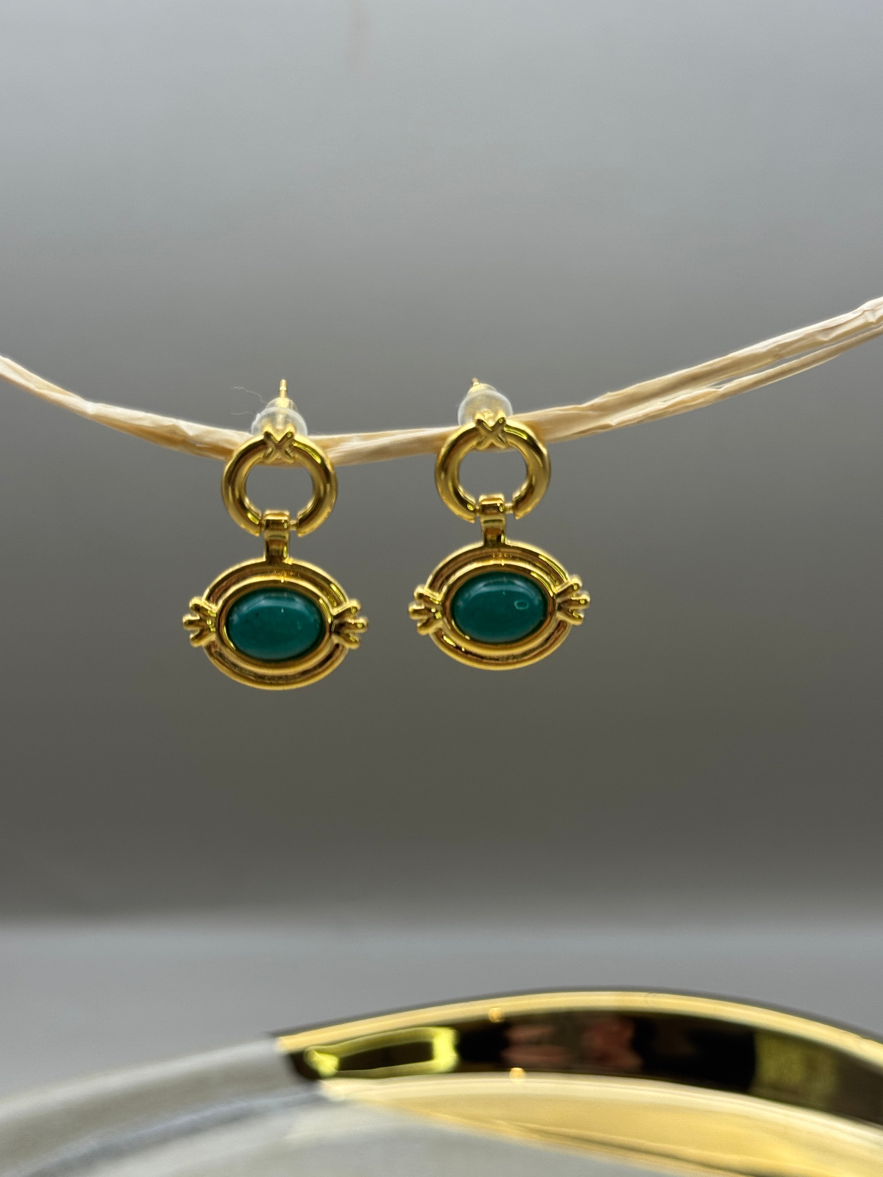 Emerald Orbit Drop Earrings