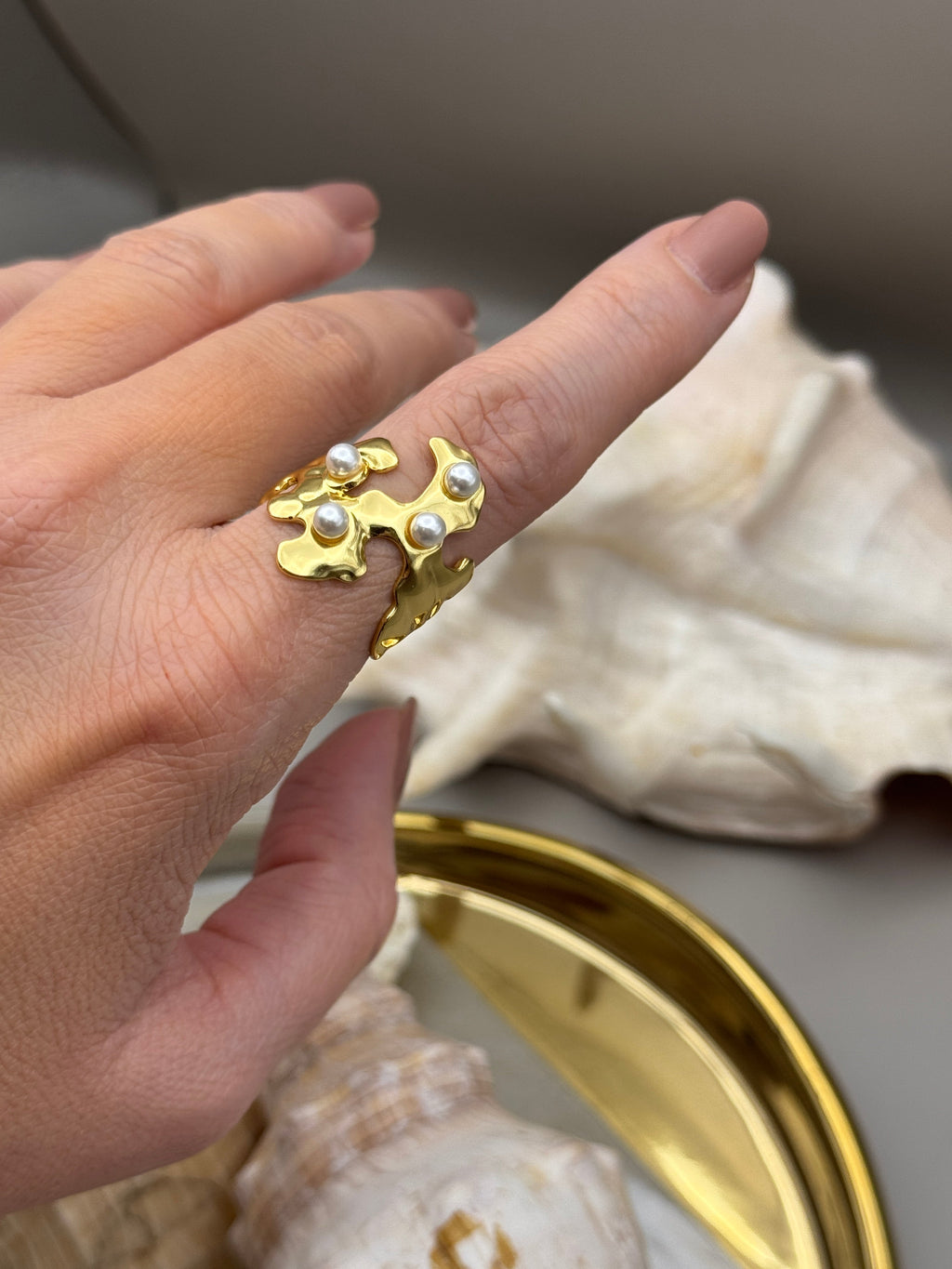 Molten Pearl Statement Ring
