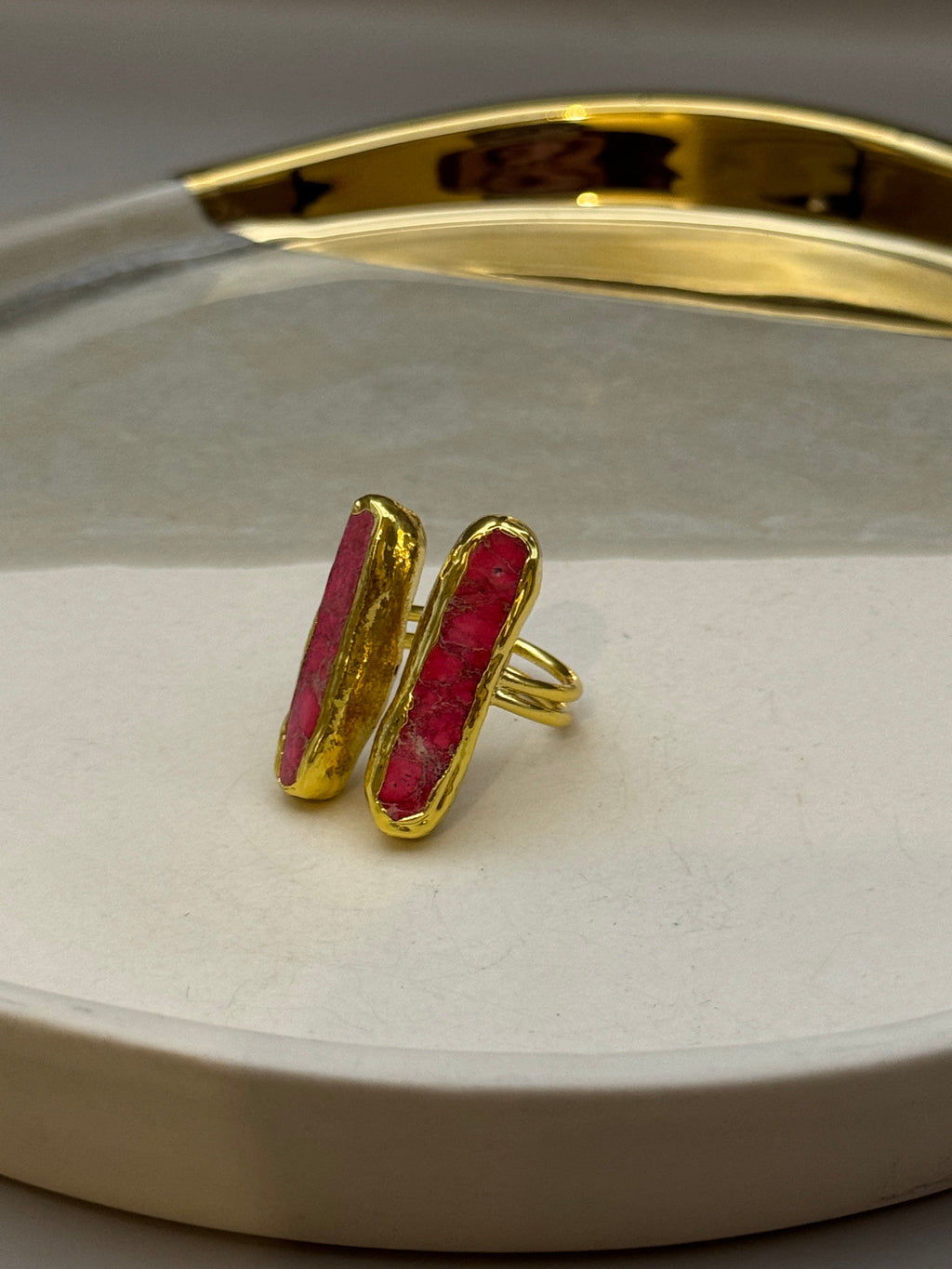 Crimson Edge Adjustable Ring