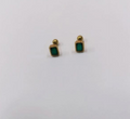 Gold Mini Stud Earrings with Green Stone