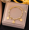 Gold Coin Charm Chain Bracelet