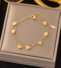 Gold Delicate Heart Chain Bracelet