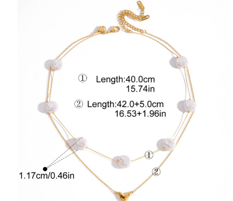 Double-Layer Gold Necklace with Pearl Accents