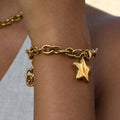 Gold Chunky Chain Bracelet with Star Charm