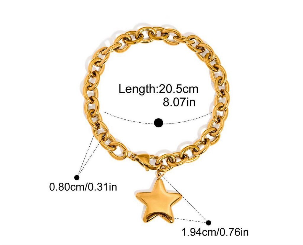 Gold Chunky Chain Bracelet with Star Charm