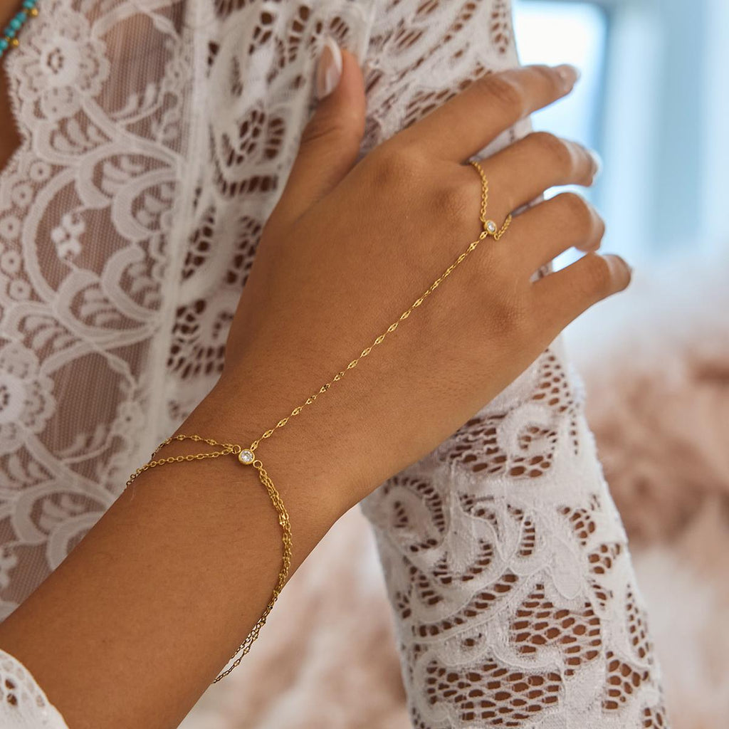 Minimalist Gold Finger Chain Bracelet