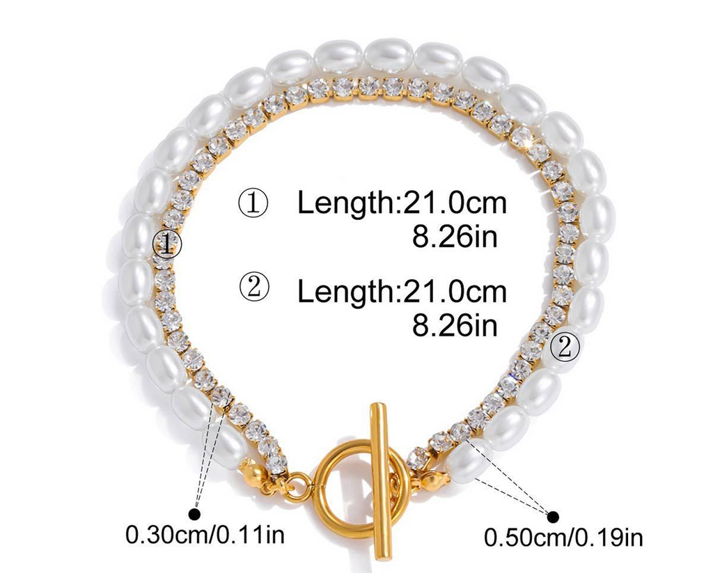 Elegant Double-Layer Pearl & Crystal Bracelet