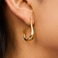Sculpted Gold Teardrop Curve Earrings