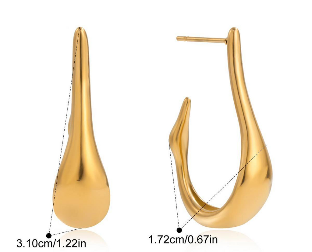 Sculpted Gold Teardrop Curve Earrings