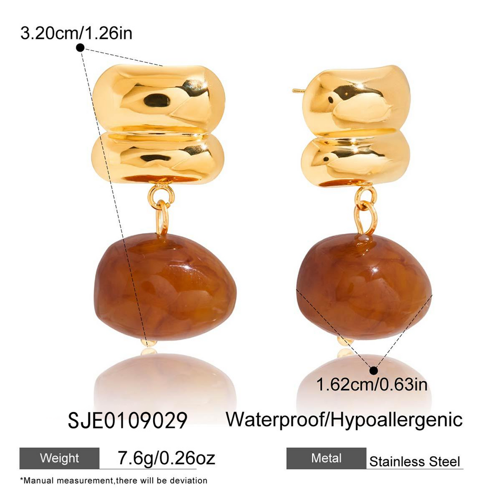 Golden Chunk Drop Earrings