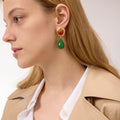Vintage Green Teardrop Statement Earrings