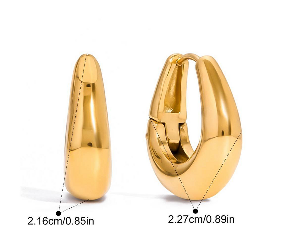 Gold Sculpted Teardrop Hoop Earrings