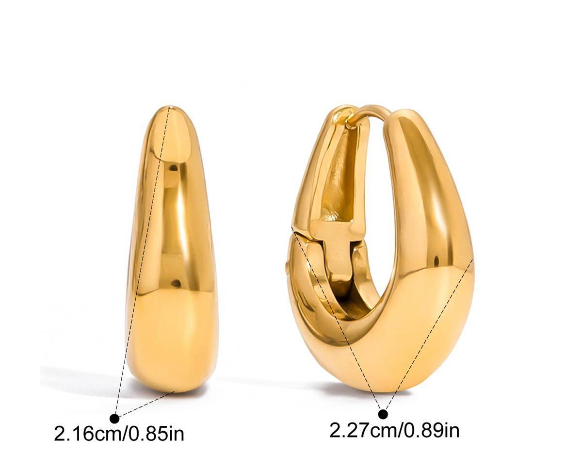 Gold Sculpted Teardrop Hoop Earrings