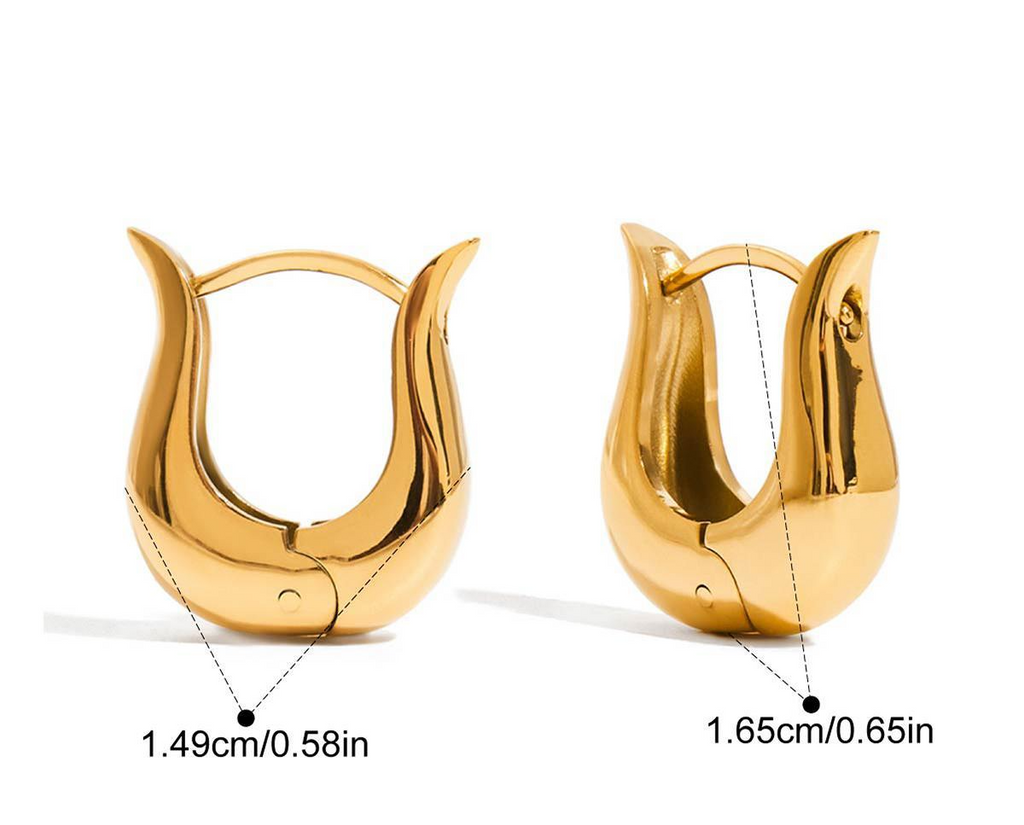 Gold Sculpted Tulip Hoop Earrings