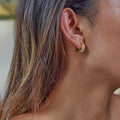 Gold Baguette Crystal Huggie Hoop Earrings