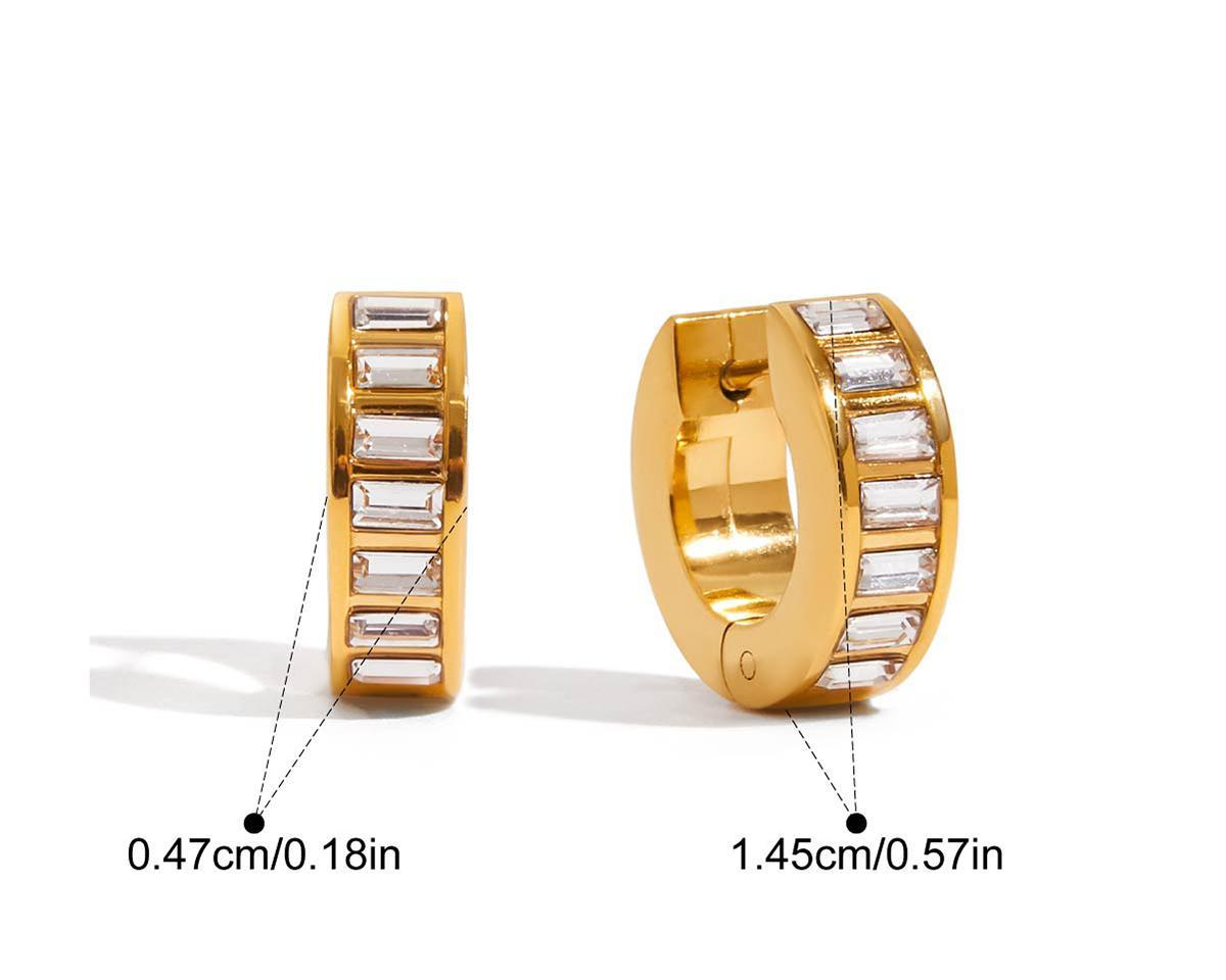Gold Baguette Crystal Huggie Hoop Earrings
