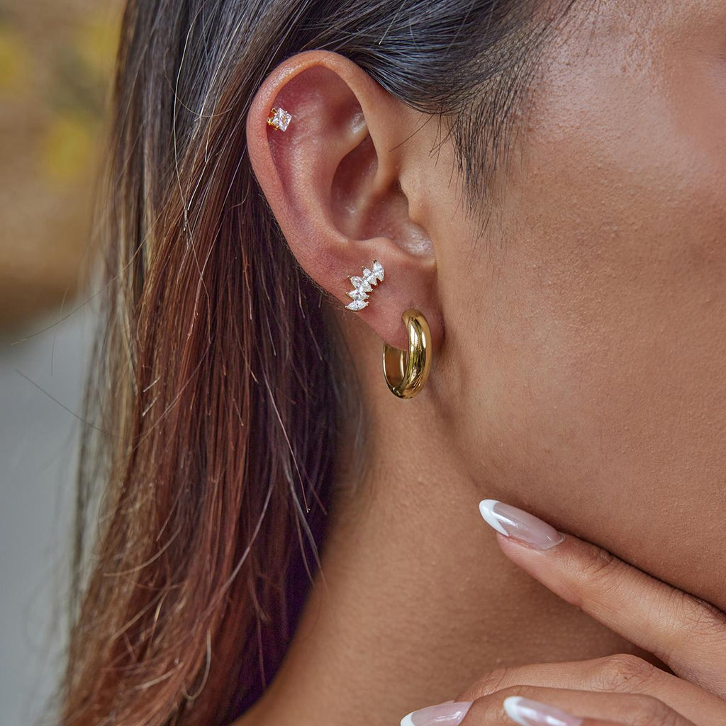Gold Mini Chunky Huggie Hoop Earrings