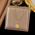 Gold Layered Coin Pendant Necklace