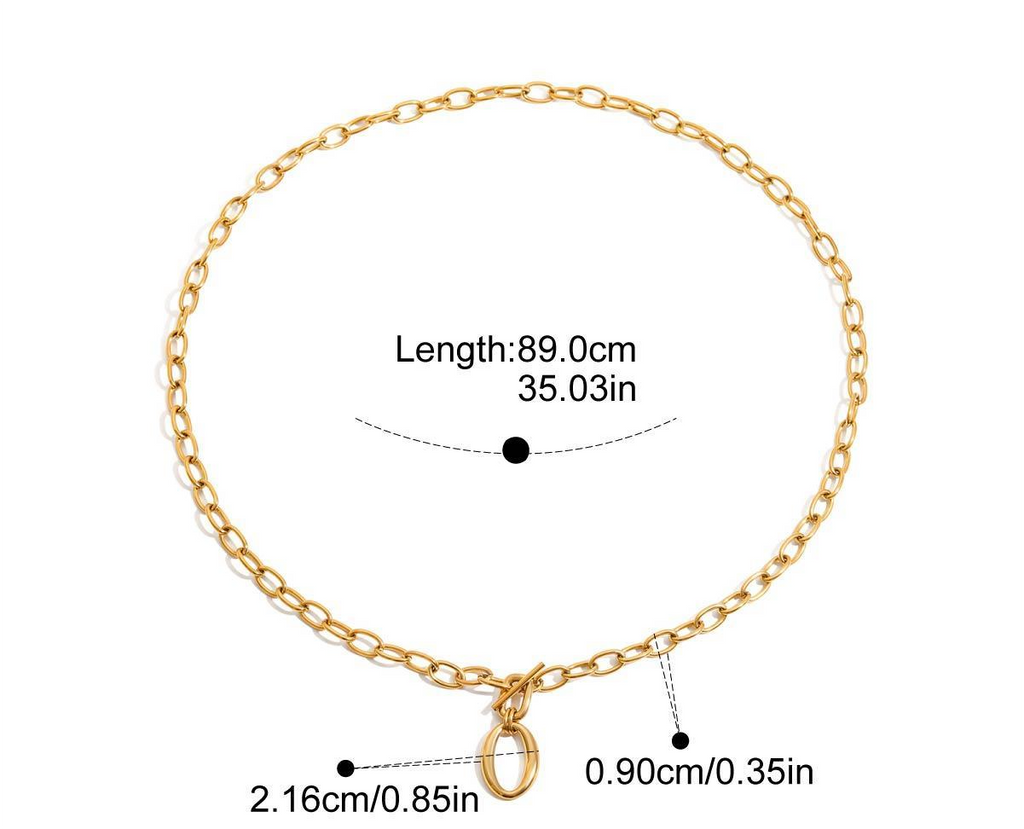 Long Gold Toggle Chain Necklace