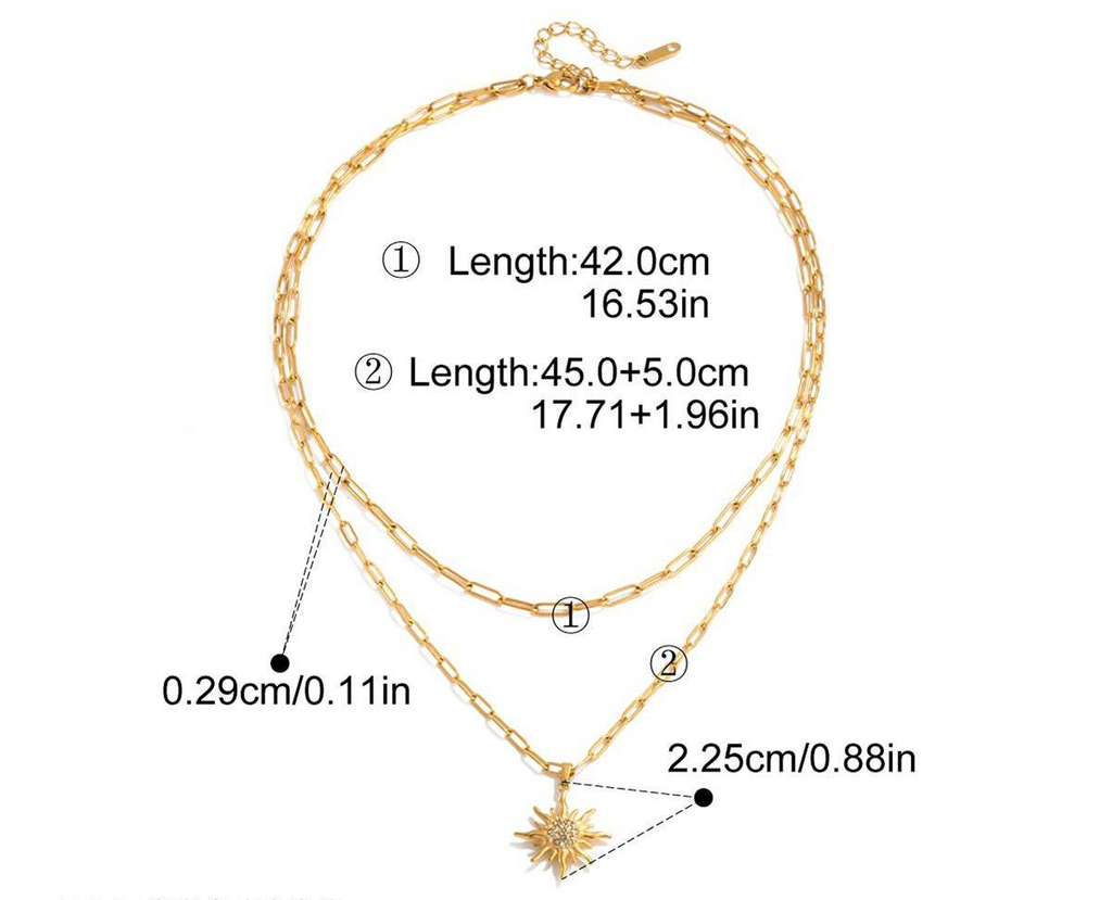Gold Layered Sun Pendant Necklace