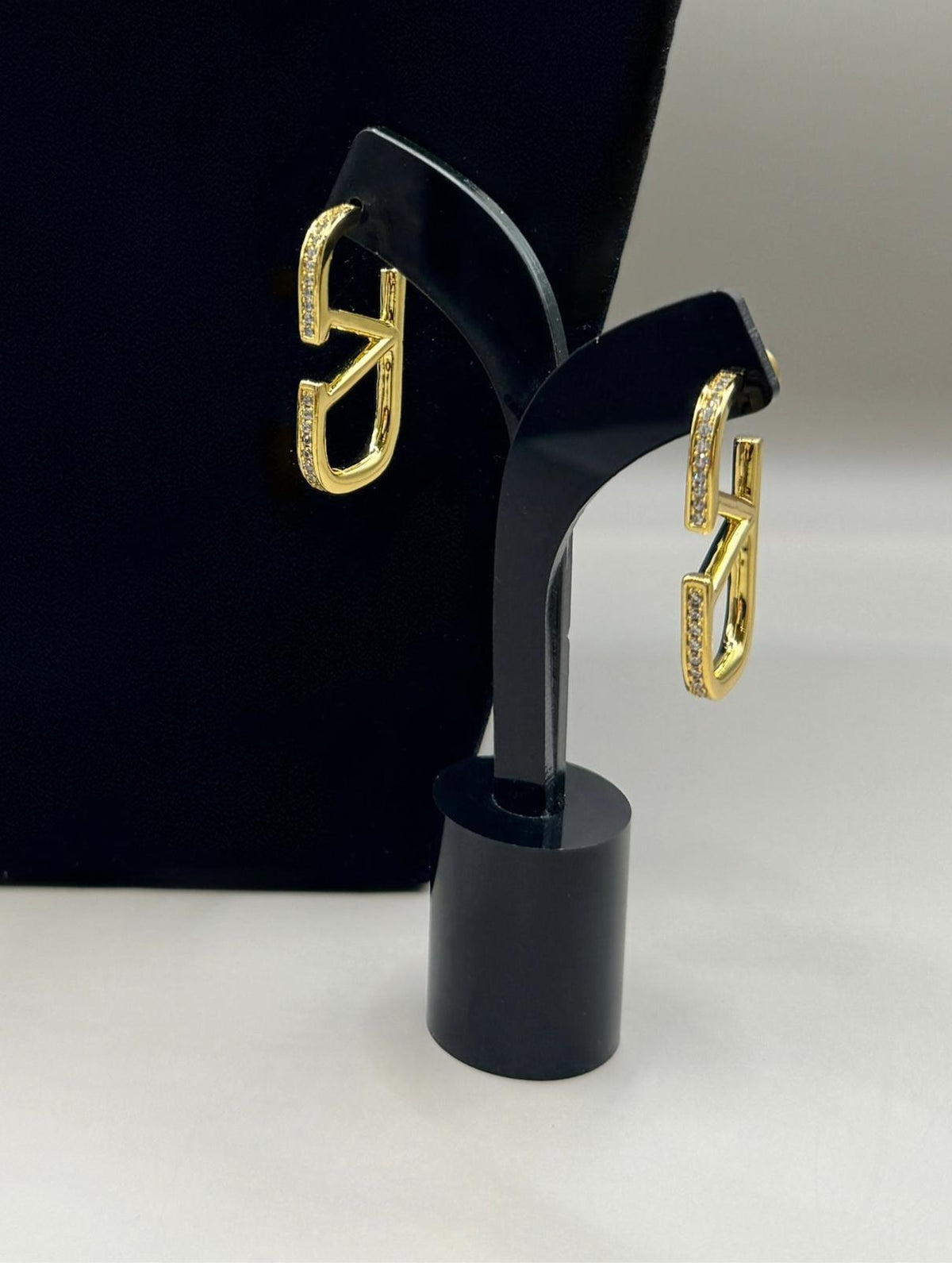 Crystal Accent V Hoop Earrings