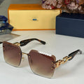 Rimless Square Sunglasses with Gold Chain Detail