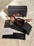 Oversized Square Sunglasses with Floral Acetate Temples