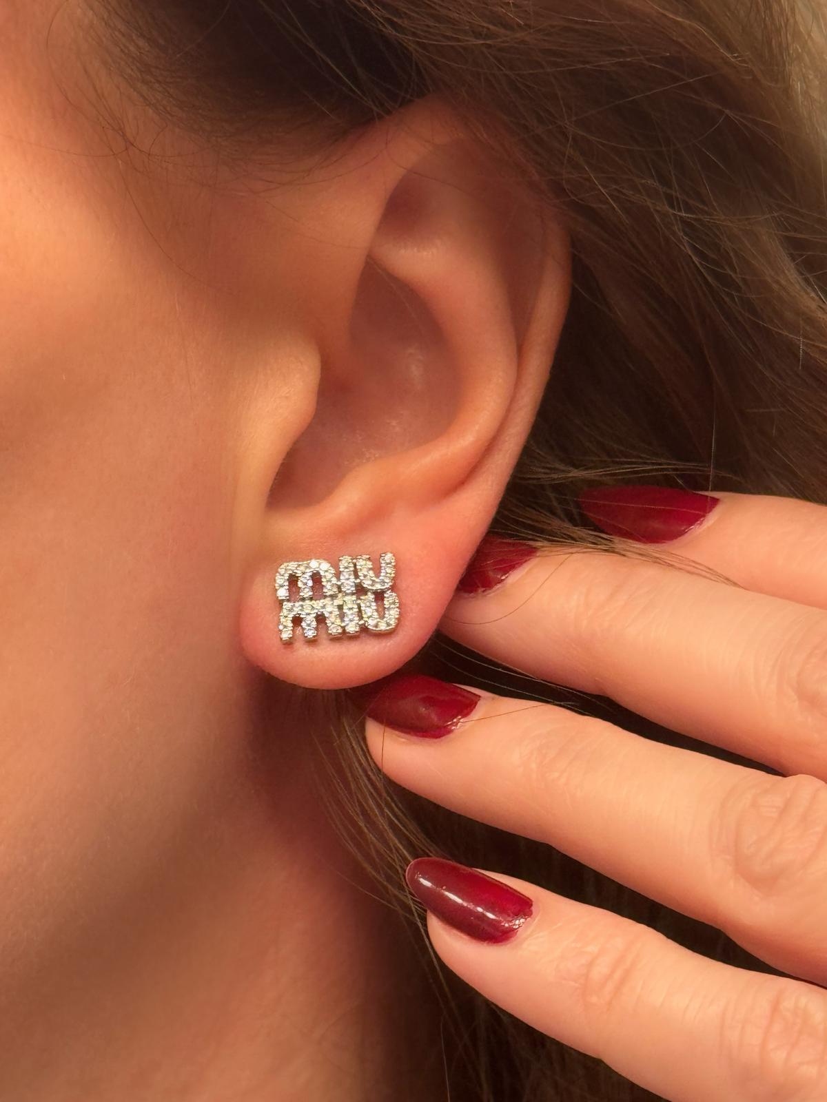 Crystal Logo Stud Earrings