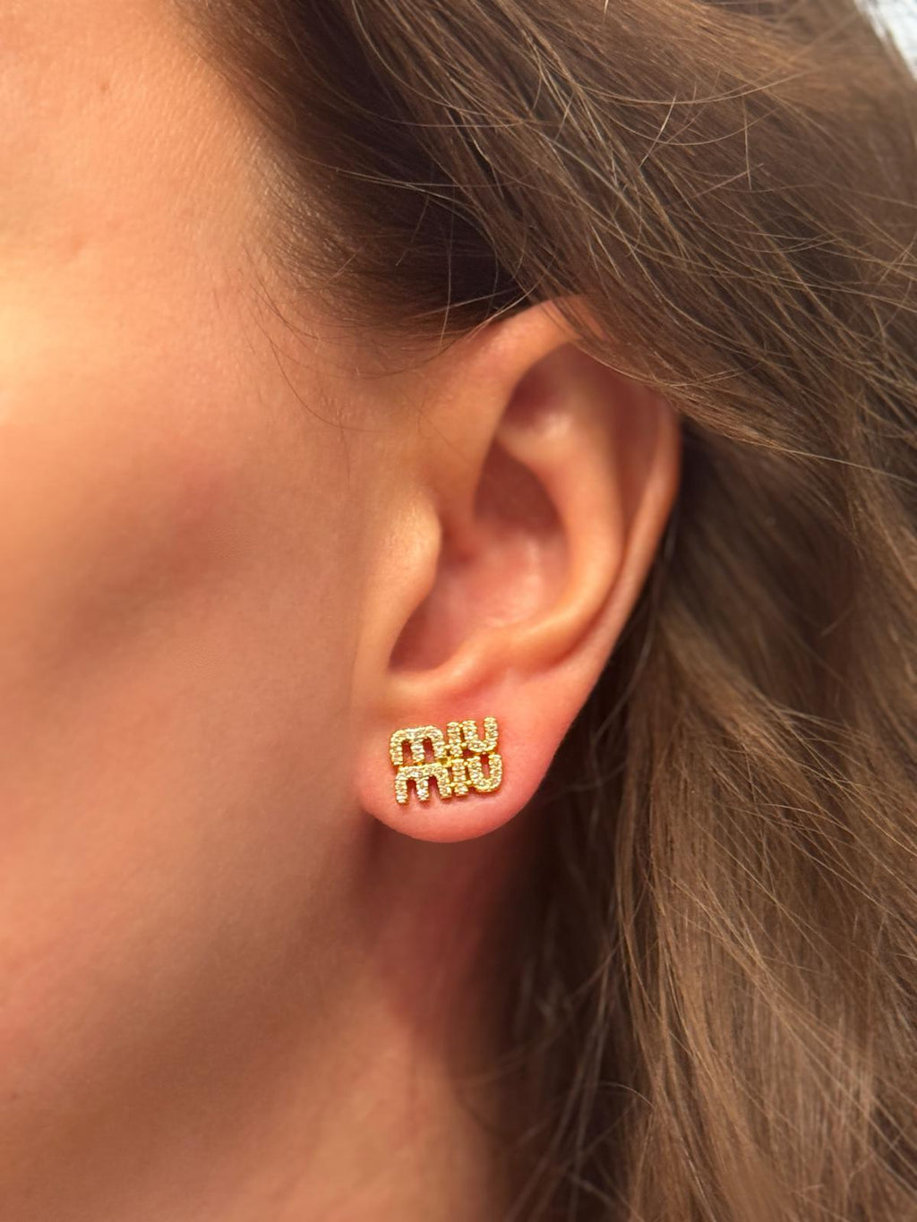 Crystal Logo Stud Earrings