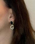 Gold Initial Drop Earrings with Crystal Stone