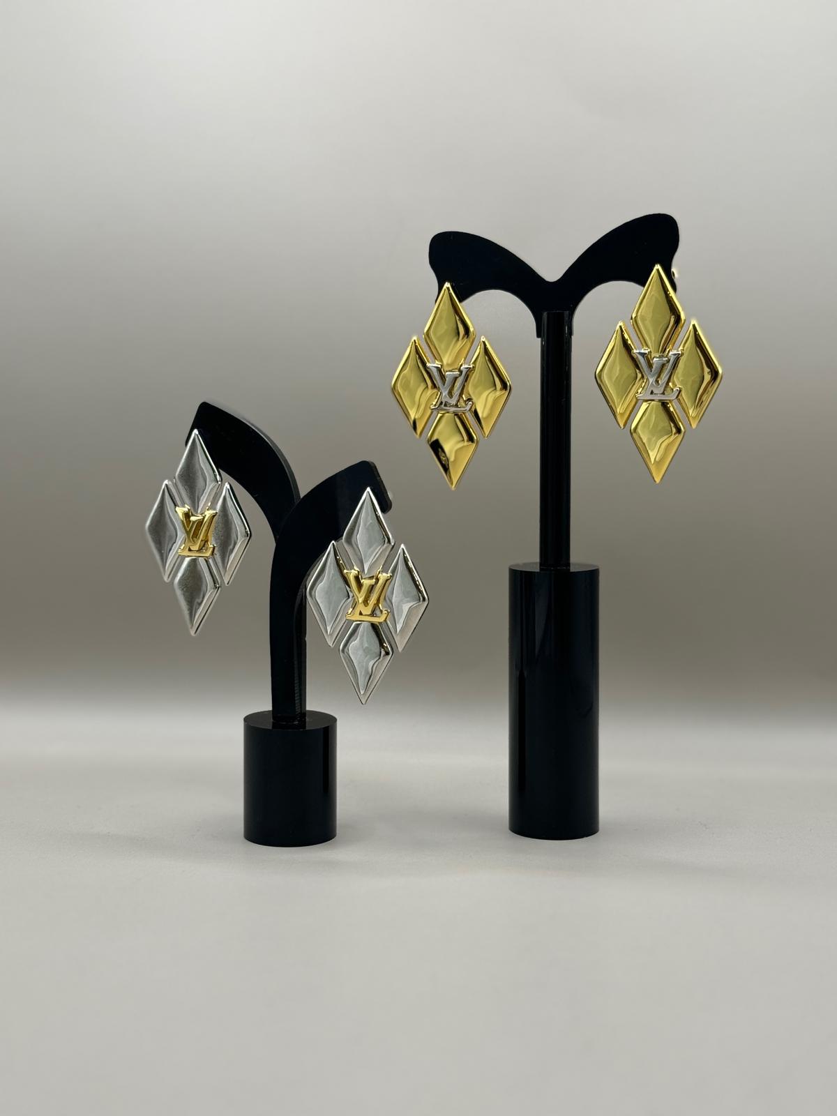 Geometric Silver & Gold Stud Earrings