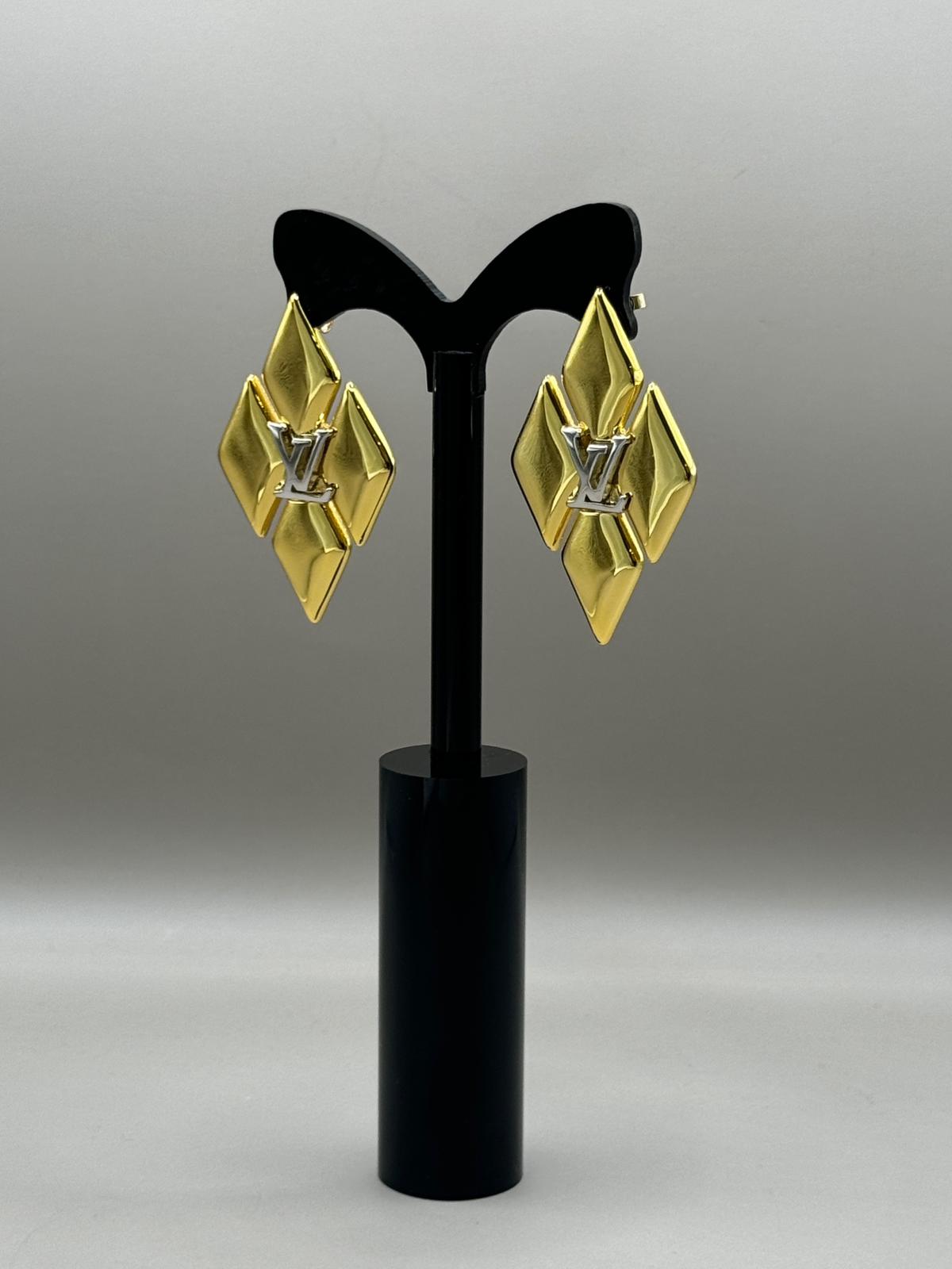 Geometric Silver & Gold Stud Earrings