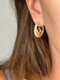 Crystal Logo Hoop Earrings