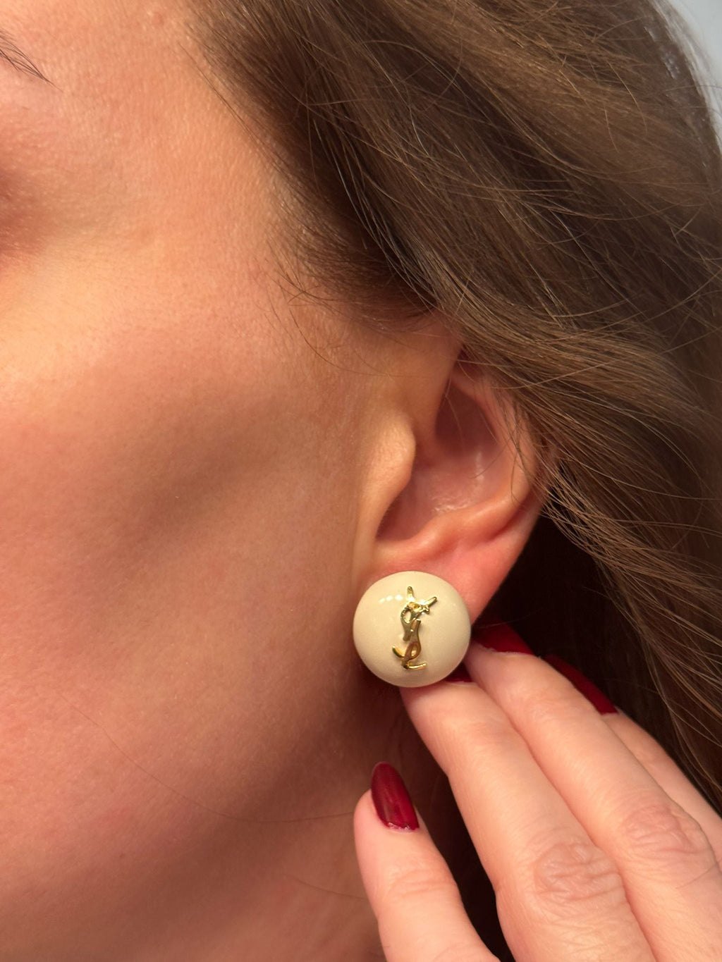 Logo Pearl Stud Earrings